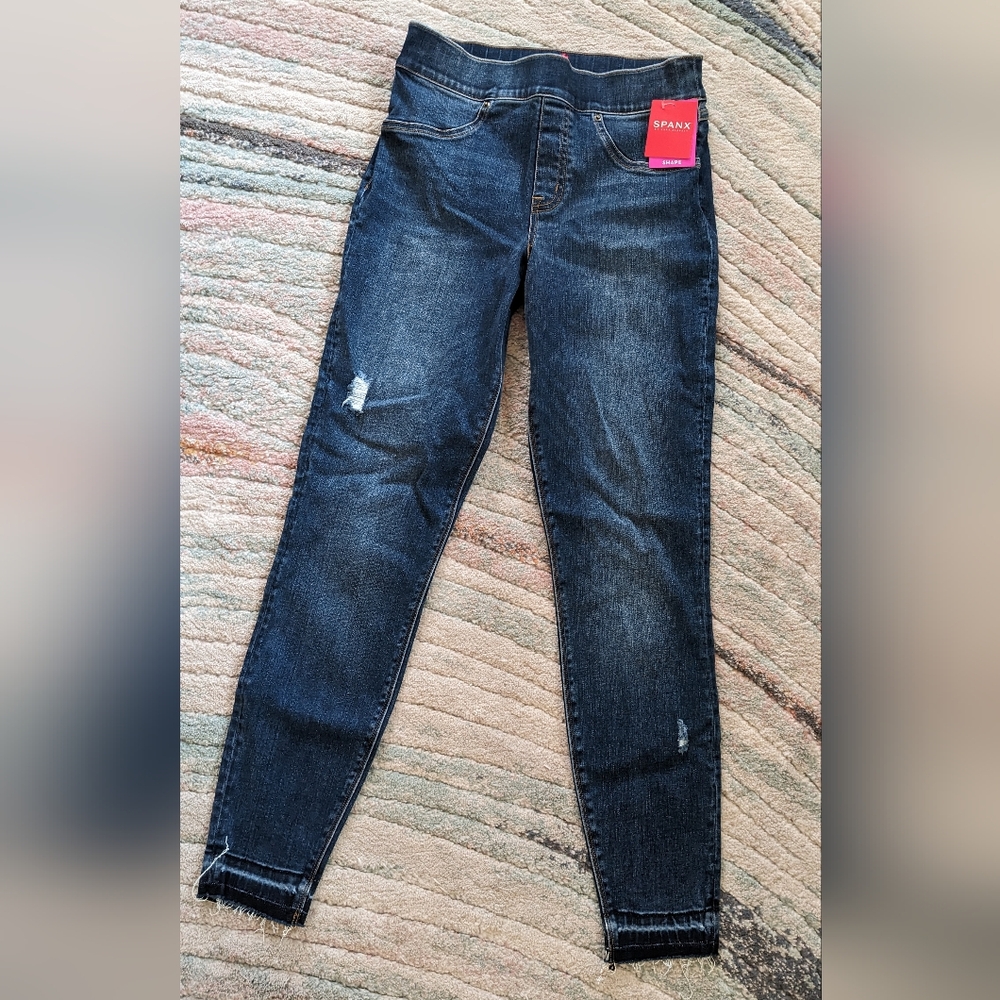 NWT SPANX distressed denim legging medium wash size S